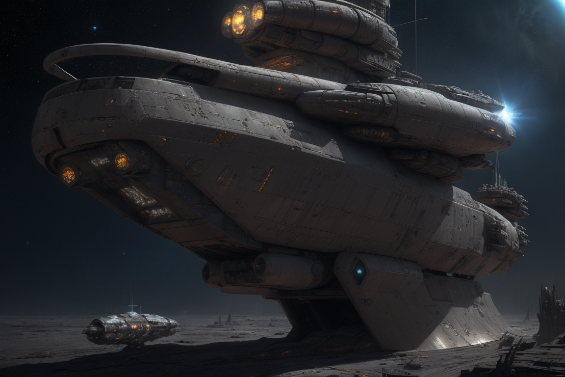67694-1098710176-flying warship_ufo hybrid.  decrepit. dusty rusty, cracked hull, cracking metal panels, (space nebulas, stars_1.1) deep space sc.png